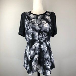 Rebecca Taylor Silk Blouse with Knit Short Sleeves